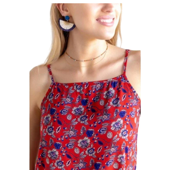 NWT Francesca's Mi ami Burnt Red & Blue Floral Print Rayon Shift Dress - SIZE S - Picture 4 of 10